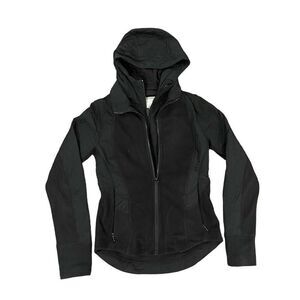 Athleta Cold Front Hybrid Jacket Women's 2XS Black Full Zipper Hoodie‎ Pockets